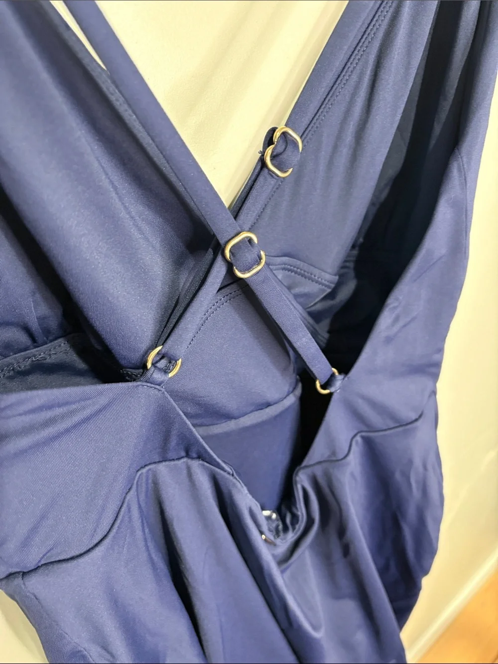 Anne Cole Navy Deep V Wrap Swim Romper